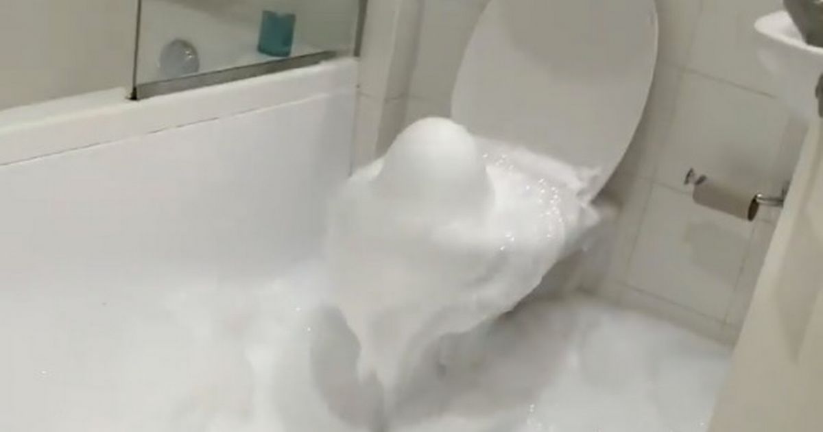 Freak plumbing incident caught on video as toilet spews up frothy bubbles