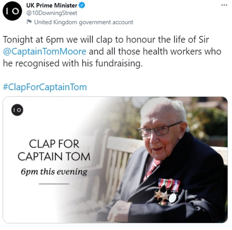 Britain salutes Captain Tom: Nation takes to doorsteps to pay tribute to fundraising hero