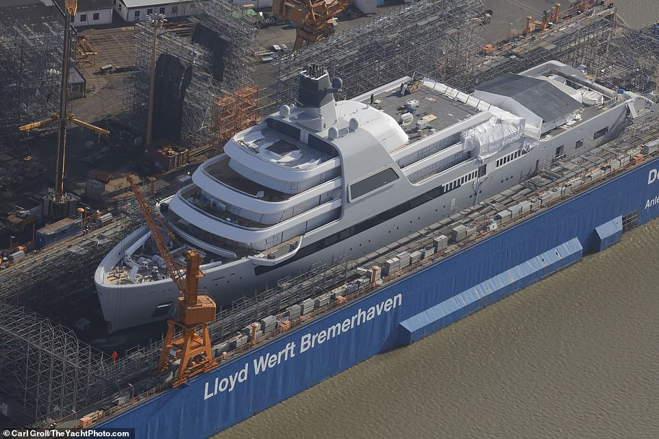 Roman Abramovich’s new Â£430million superyacht Solaris nears completion in German shipyardÂ 