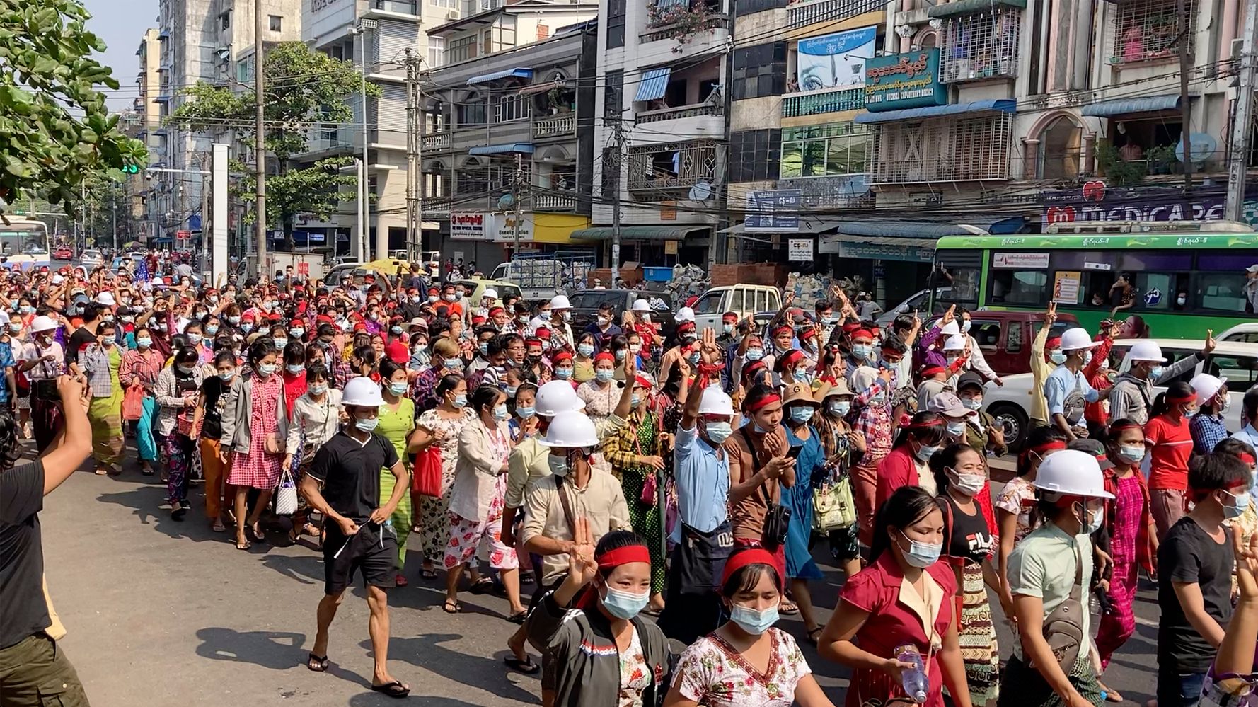 Tens Of Thousands Take To The Streets To Protest Myanmar Coup