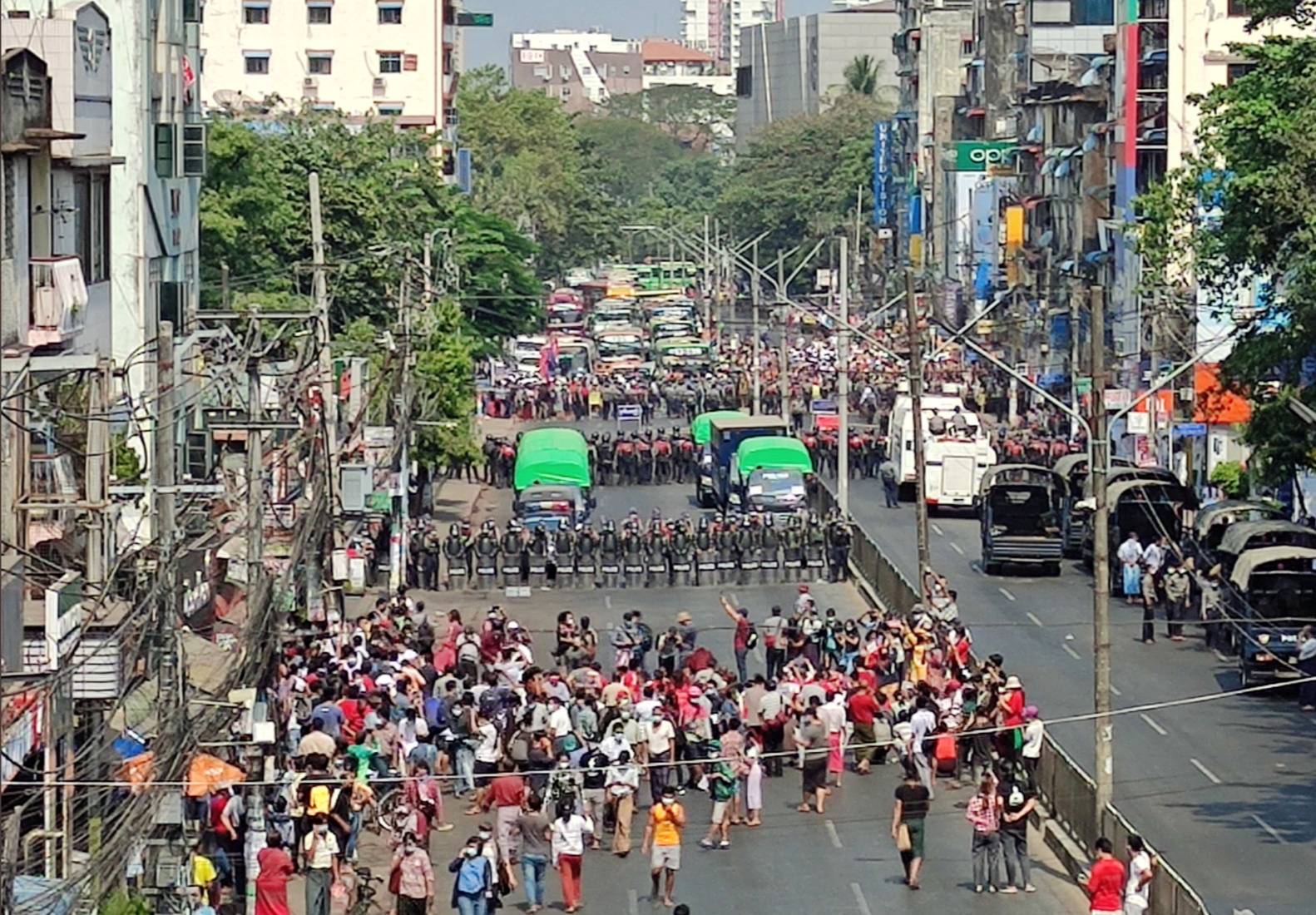 Myanmar generals shut down internet as thousands protest coup