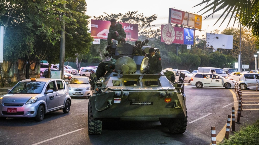 Armored vehicles deployed to major Myanmar cities after mass protests