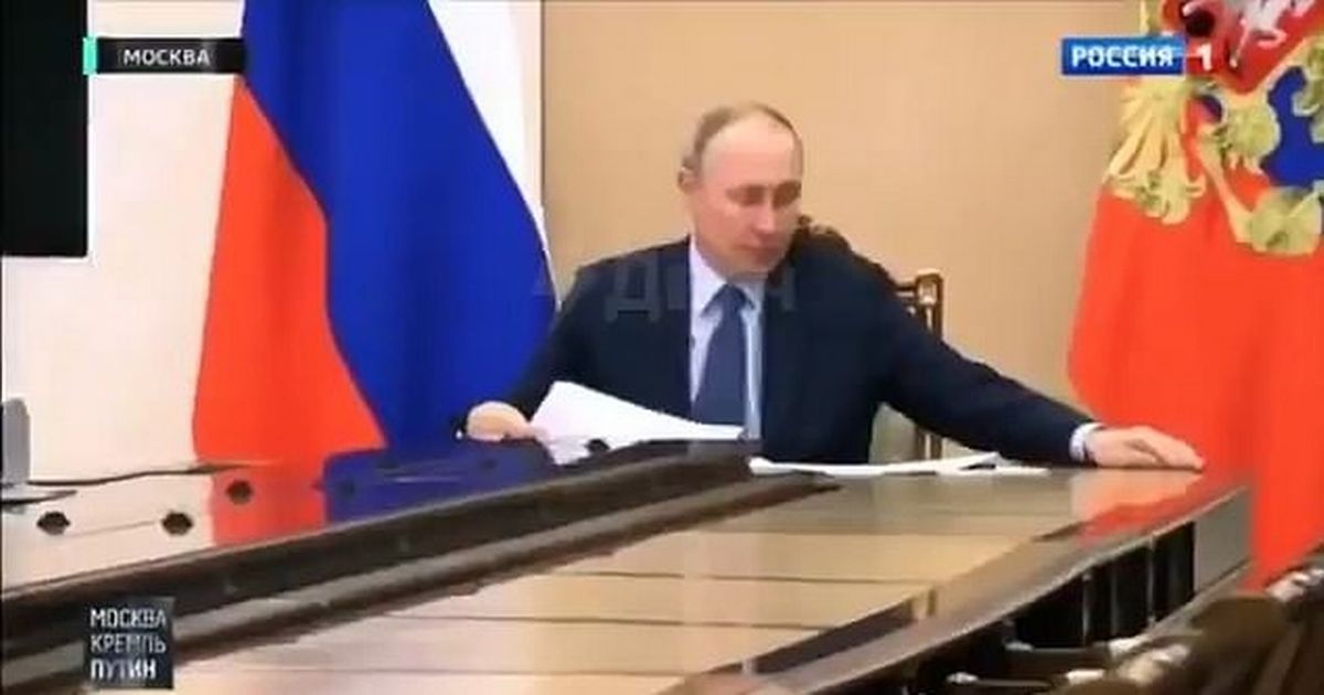 Russian TV hails Vladimir Putin’s ‘physique’ after he stops pencil rolling off table