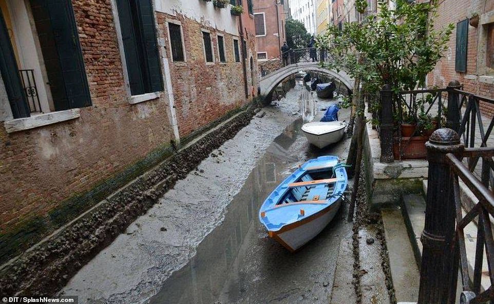 Venice’s famous canals dry up for second time in three years