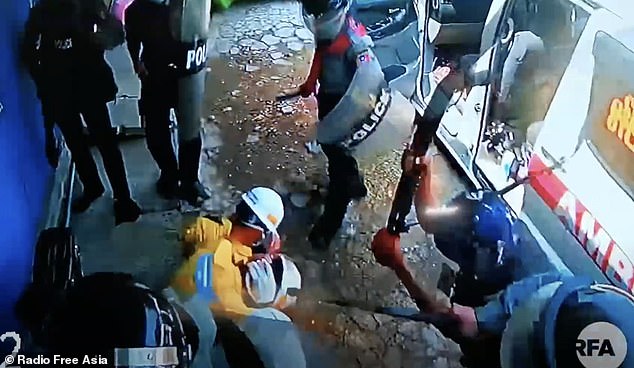 Myanmar coup: Police filmed brutally beating ambulance crew