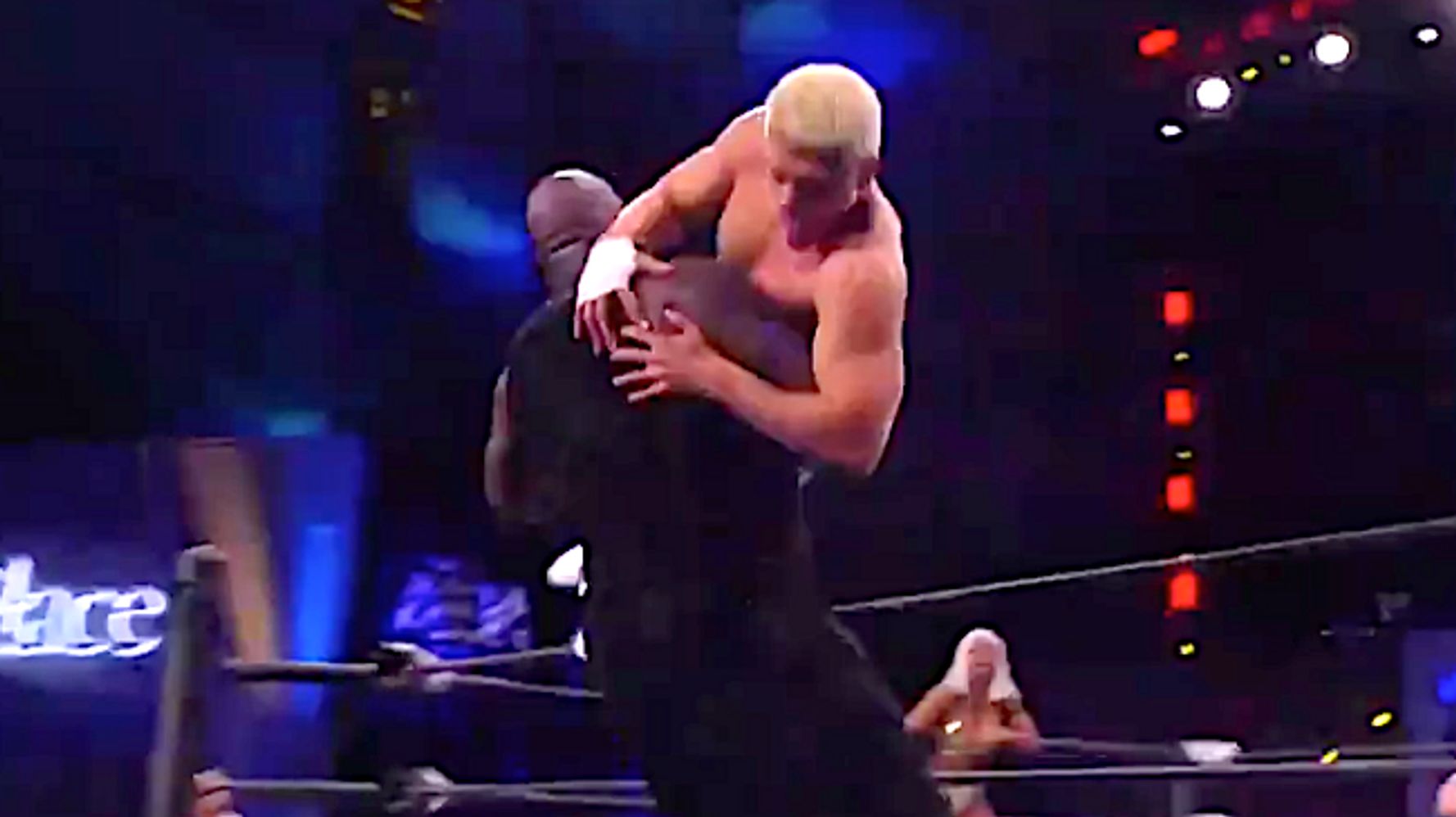 Shaquille O’Neal Gets Slammed Through Tables In Pro Wrestling Return